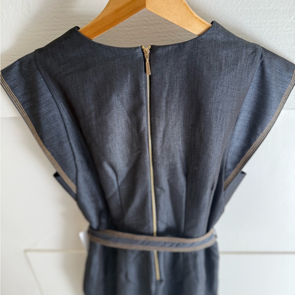 Calvin Klein denim cap sleeve jumpsuit.